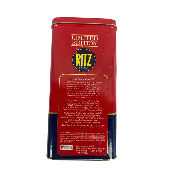 Limited Edition Ritz Crackers Collectible Vintage Tin Container 1987 Nabisco - Picture 2 of 14